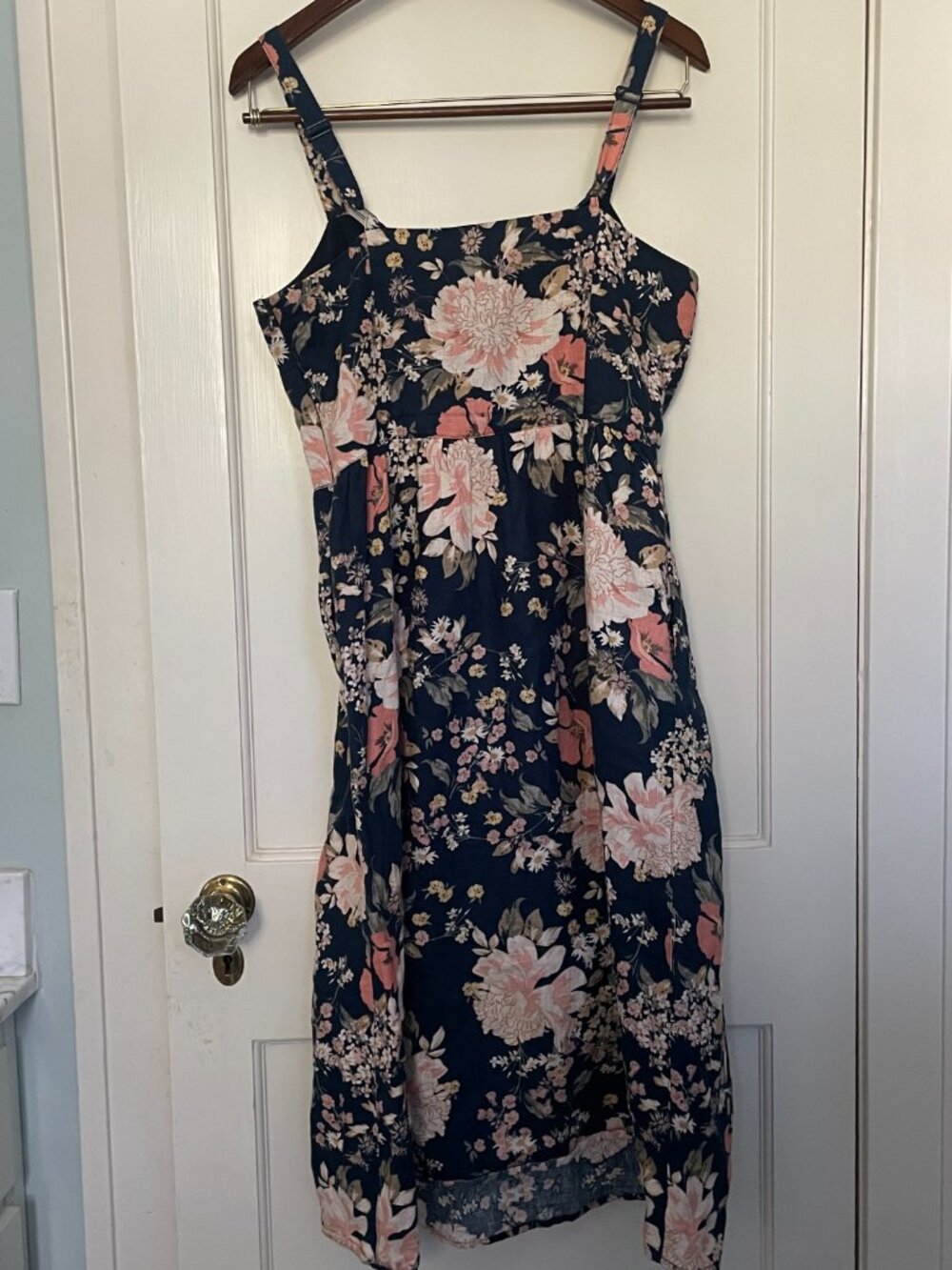 Cynthia Rowley Navy Floral Linen Dress Size 4 - Picture 4 of 6